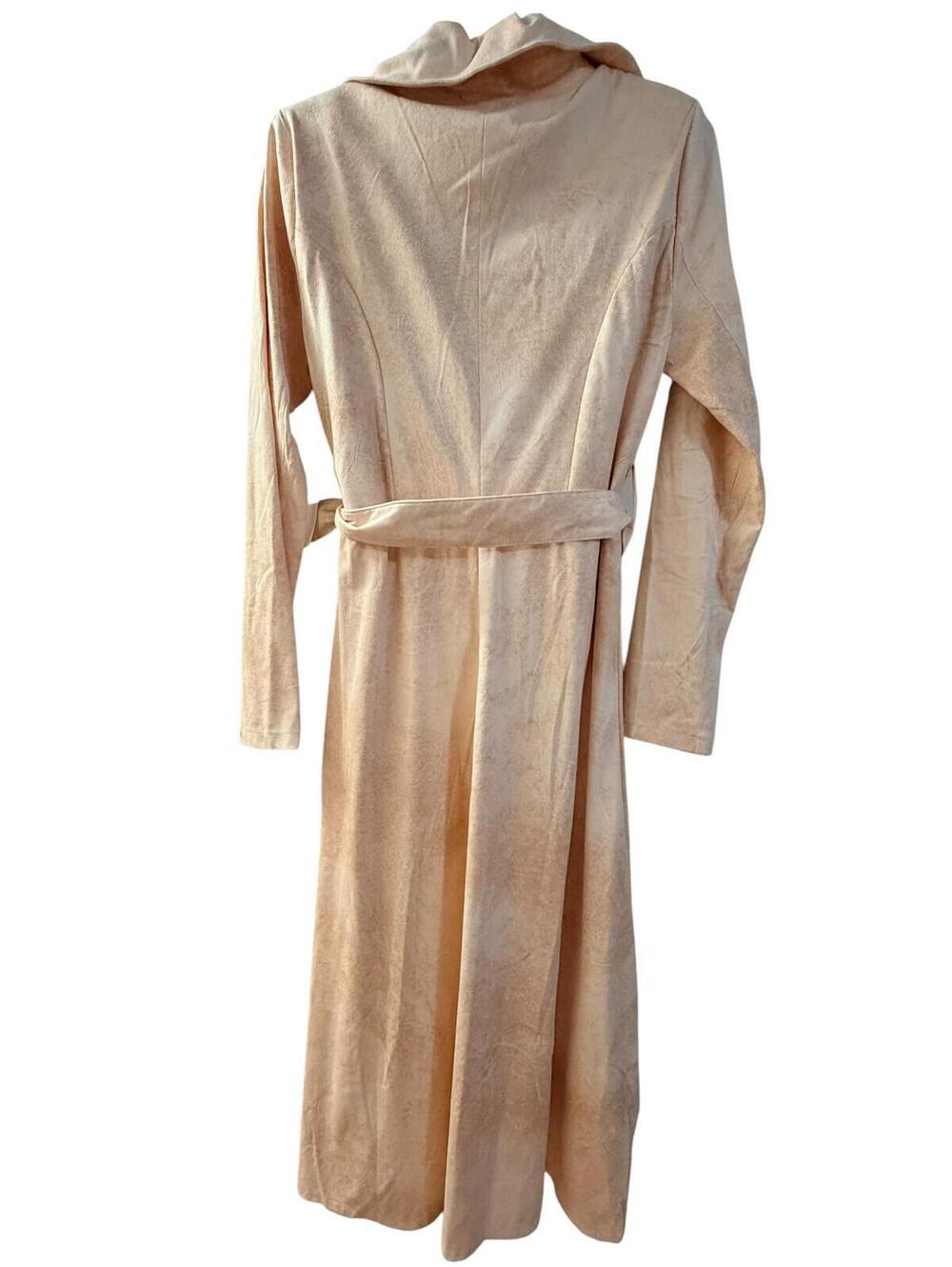 Venus Peach Long Belted Trench Coat - Picture 3 of 7